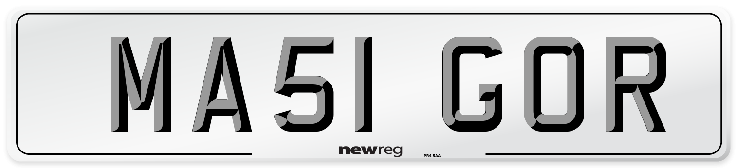 MA51 GOR Number Plate from New Reg